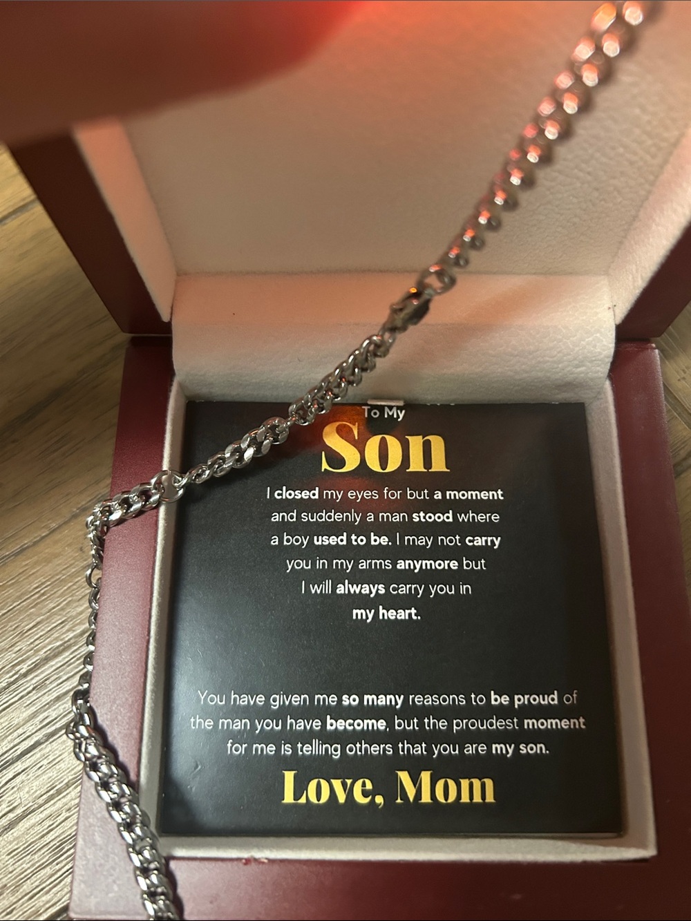 Cute gift with description for your son.